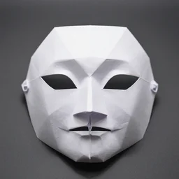symmetrical papercraft origami mask, overhead angle, highly definition, dof, hd, award winning photography