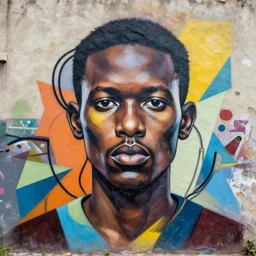 symmetry!! portrait of an african man, by sachin teng, organic, cables, matte painting, geometric shapes, hard edges! graffiti, street art