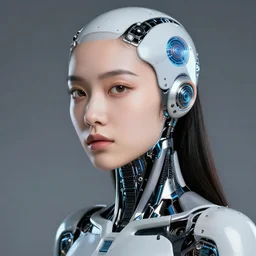 young lady cyborg, bioorganic concept, beautiful face