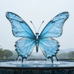 a water sculpture of a butterfly