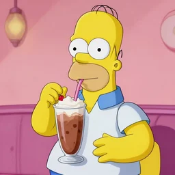 Homer Simpson drinking a chocolate milkshake, hyperdetailed, artstation, cgsociety, 8k