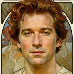 realistic detailed head and shoulders portrait of christopher walken by alphonse mucha, ayami kojima, amano, greg hildebrandt, and mark brooks, male, art nouveau, neo - gothic, gothic