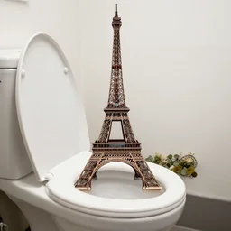 eiffel tower in a toilet bowl photorealistic