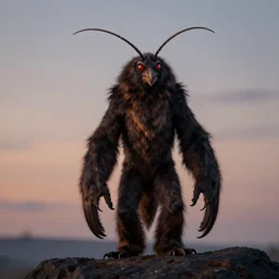 photograph of mothman, cryptid, 8 k photography, wildlife photography, dusk