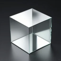 a mirror cube between two square mirrors standing parallel to each other refracting each other recursively, octane render 8 k, 4 k