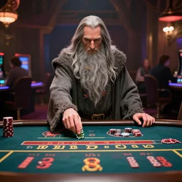 film still of gandalf gambling in a casino in new pixar movie, 8 k