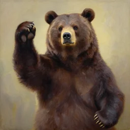 oil painting of a socialist bear vowing to take down capitalism