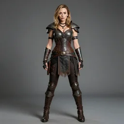 full body  photograph of elizabeth olsen as a stempunk warrior,  Extremely detailed. 8k