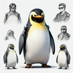 concept art, Anthropomorphic humanoid robot penguin, made by Stanley Artgerm Lau, WLOP, Rossdraws, James Jean, Andrei Riabovitchev, Marc Simonetti