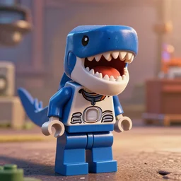 A hyperrealistic cinematic film still of The Lego Movie: JAWS Edition.