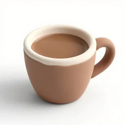 coffee cup, 3 d clay render, octane render, 4 k uhd, white background, isometric top down left view, diffuse lighting