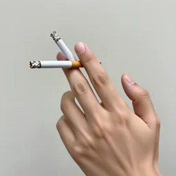 realistic hands with cigarette between fingers, photorealism, photo