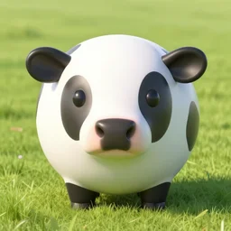 a sphere shaped cow in a field