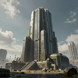 an epic 3 d render of a epic cyberpunk military building, by beeple and fvckrender and visualdon, trending on instagram