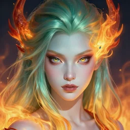 detailed closeup portrait of jewel fire elemental, in the style of rob lefield and dan mumford, epic gradient, by atey ghailan, by greg rutkowski, by greg tocchini, by james gilleard, by joe fenton, by kaethe butcher, gradient neon rainbow, black and white color scheme, grunge aesthetic, graffiti tag