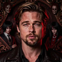 brad pitt portrait, hyper detailed, red highlights, masterpiece, ornate dark, junji ito, katsuhiro otomo, shintaro kago, cgsociety