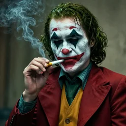 the Joker smoking a joint