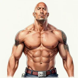 dwayne johnson as origin character in one piece manga, sketch by eiichiro oda
