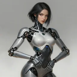 Cyberpunk female character with Robotic arms, cyberpunk, sci-fi, intricate, elegant, highly detailed, digital painting, artstation, concept art, smooth, sharp focus, illustration, art by artgerm and greg rutkowski