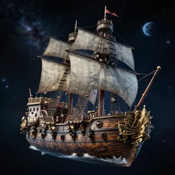 a pirate ship in space realistic