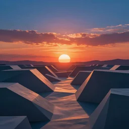 surreal otherland, dali. escher in colour. beeple. geometric sunset