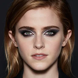 full body textured film grain Heavy Contour makeup look eye shadow smokey eyes fashion model face emma watson by artgem