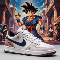 fantasy anime jrpg sneaker design designed for goku, chrono trigger guilty gear style, aztec mayan street fashion native punk sneaker design, hip hop sneaker design with subtle mayan patterns, gapmoe yandere grimdark, trending on pixiv fanbox, painted by greg rutkowski makoto shinkai takashi takeuchi studio ghibli, akihiko yoshida