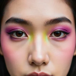 a very detailed photograph of a face, depth of field, colorful