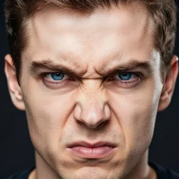 beer - headed man with clear blue eyes very angry, rule of thirds, super sharp, 2 4 0 p, ultra detailed.