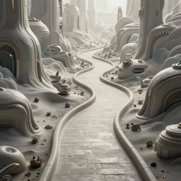 an epic elite masterpiece mysterious sci - fi fantasy matte painting of a winding path through fantasy worlds with surreal structures inspired by heironymous bosch, vast surreal worlds by asher durand and cyril rolando and natalie shau, insanely detailed and intricate