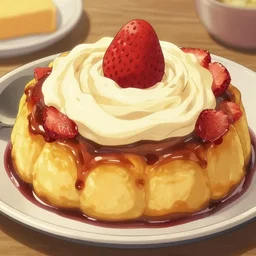 delicious anime style food, scrumptious, beautiful, saturated