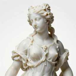 the beautiful delicate renaissance wax goddess with melted face, highly detailed melted wax, gi, global illumination, physically based rendering, photorealistic, top light, by Livio Scarpella, Bernini, Urs Fischer, Jin Shan, Mooniq Priem, white background