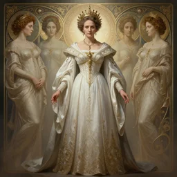 ancient queen marie curie, symetrical, diffuse lighting, fantasy, intricate, elegant, highly detailed, lifelike, photorealistic, digital painting, artstation, illustration, concept art, 4 k, smooth, sharp focus, art by john collier and albert aublet and krenz cushart and artem demura and alphonse mucha