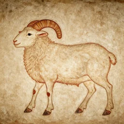 ancient mural of a sheep
