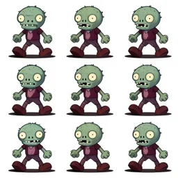 sprite sheet of a zombie walking in cuphead, 6 frames, trending on artstation, video game