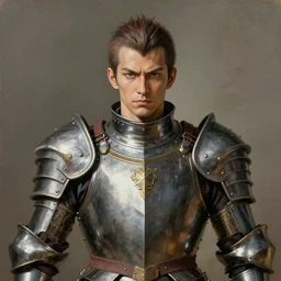 symmetrical portrait of Tatsumaki (from One Punch Man), wearing fantasy plate armour, realistic painting, classical painting, high definition, digital art, matte painting, very detailed, realistic