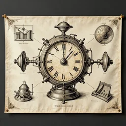 a banner detailing the structure of a time machine, 1 8 9 0 s - 9