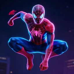 neon spiderman , digital art , trending on artstation