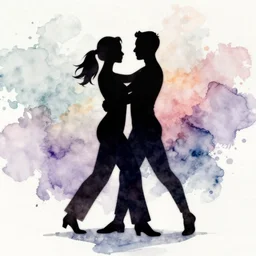 a beautiful watercolor painting of a silhouetted black couple slow dance, digital painting, artstation, concept art, lighting by delphin enjolras, smooth dynamic lighting, blues