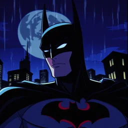 a screenshot from episode of the show'batmanbeyond'( 1 9 9 9 - 2 0 0 1 ) produced by alan burnett, paul dini, glen murakami, and bruce timm. film grain. matte painting. masterpiece. cel shading. dark color scheme. cyberpunk theme.