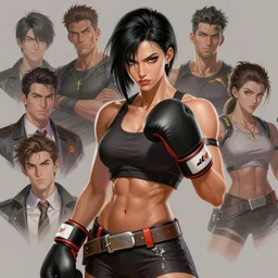 portrait of a beautiful muscular fitness model zarya from overwatch wearing boxing gloves and showing her abs, roided face, short black hair, elegant, art by stanley artgerm lau wlop rossdraws james jean andrei riabovitchev marc _ simonetti and sakimichan tranding on artstation