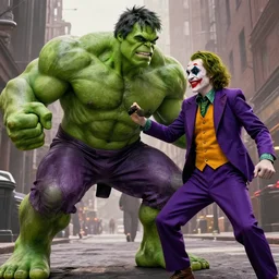 green hulk fighting the joker. live action