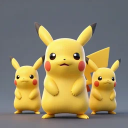 3 d render of pikachu