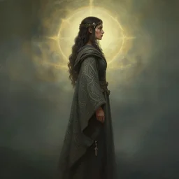 side profile centered painted portrait, Maya Ali as a sorcerer, Elden Ring, patterned robes, matte painting concept art, beautifully backlit, official fanart behance hd artstation by Jesper Ejsing, by RHADS and Makoto Shinkai and Lois van baarle and ilya kuvshinov and rossdraws
