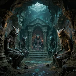 underground chambers of jinn and demons. sealed gothic creatures