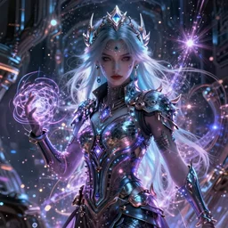 portrait of a psy mystical cyberpunk beautiful princess with a lot of chaotic magic power in a dystopian world, 8K 3D octane render cosmic dystopia cosmic art