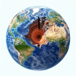earth opened exposing the core
