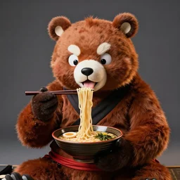anthropomorphic edo period japanese bear, eating ramen, fursuit, cosplay, trending on instagram, photography, sigma 8 5 mm f / 1. 4, studio lighting