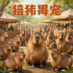 The capybara market , artwork by Craig Mullins,Movie poster, detailed, trending on artstation
