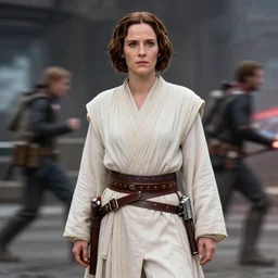 carrie fisher princess leia, 1 9 8 0, 1 9 8 3 in modern star wars movie, full body portrait, motion blur, mcu style, chase sequence, real life, spotted, ultra realistic face, accurate hands, 4 k, movie still, uhd, sharp, detailed, cinematic, render, modern